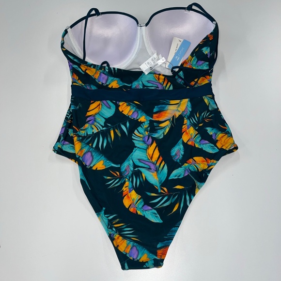 Women’s CUPSHE Teal Floral Print One-Piece Swimsuit  Size XL NWT - Picture 2 of 9